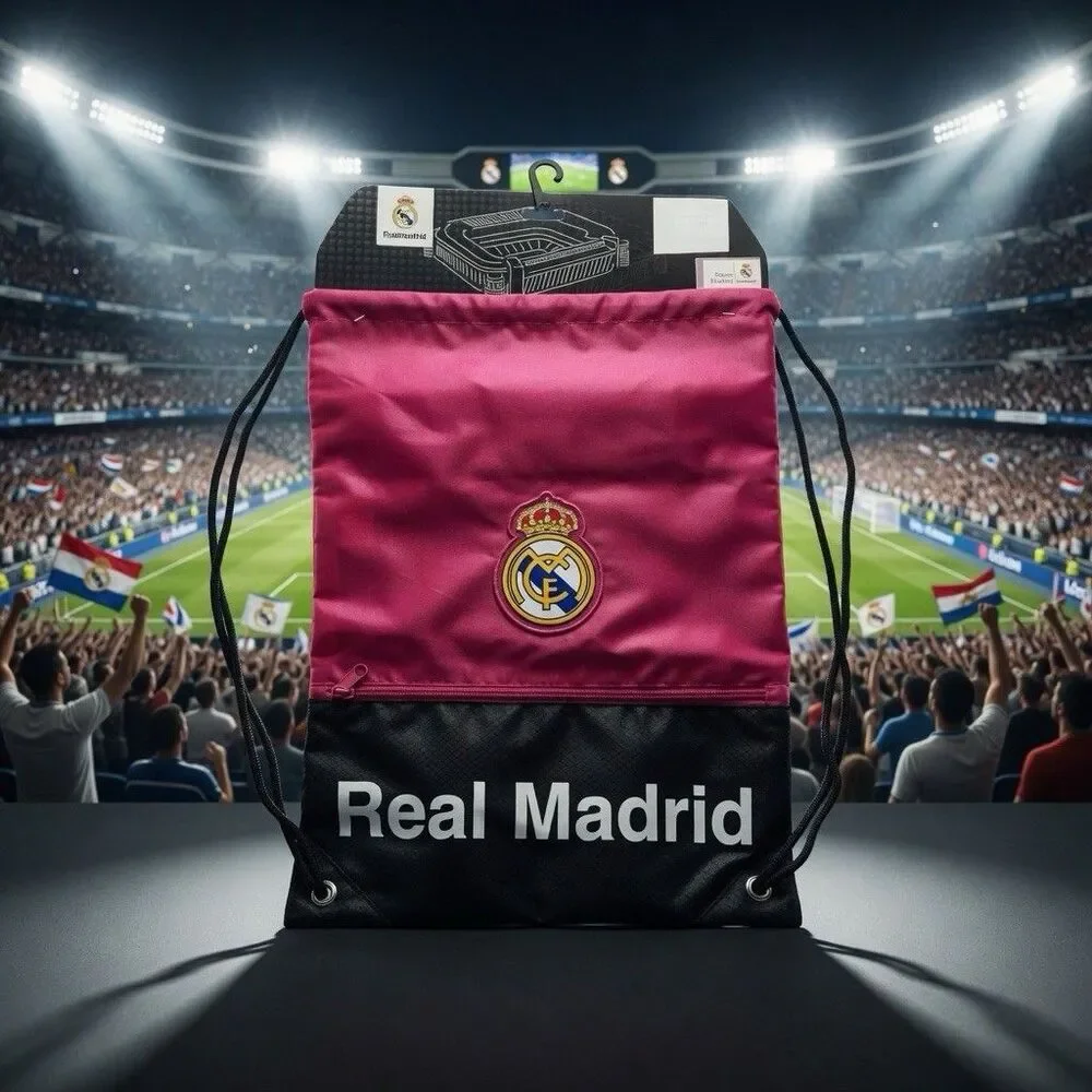 Real Madrid FC Football Pink Drawstring Cinch Bag Backpack Gym Sack Pack